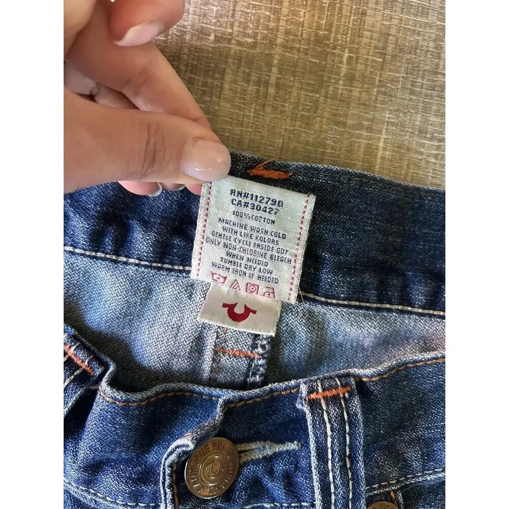 True Religion Ricky No World Tour Distressed Jeans USA Made Mens 33x34 Y2K
